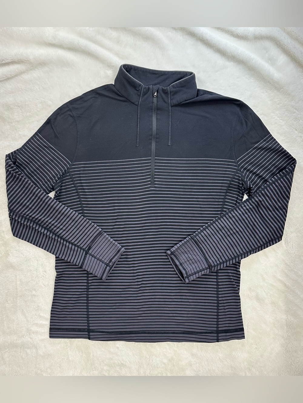 Lululemon Sweat Session 1/2 Zip Ombre Stripe Black Coal Size